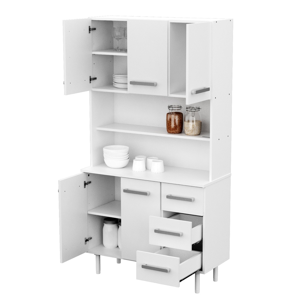 Mueble De Cocina Multiuso Aparador Triplo Kit Blanco Mosconi