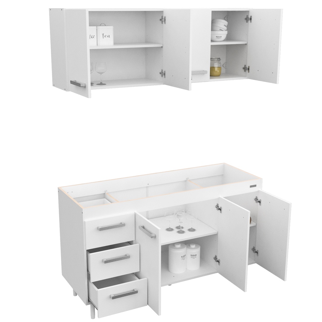 Combo Mueble De Cocina 1,40 Mts. Mosconi Sin Bacha