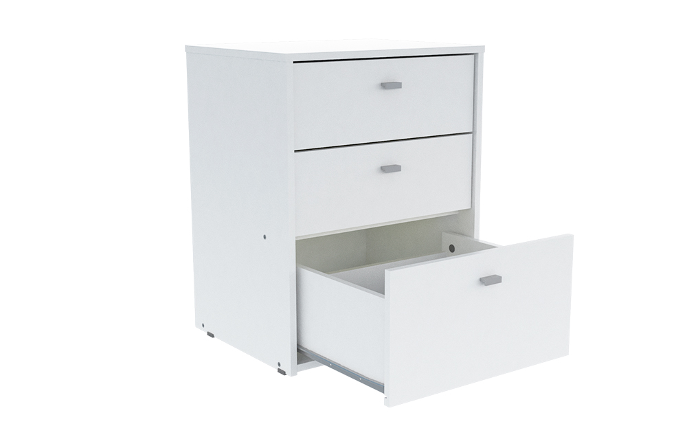 Mesa De Luz Melamina Mosconi Nature 3 Cajones Guía Metálica