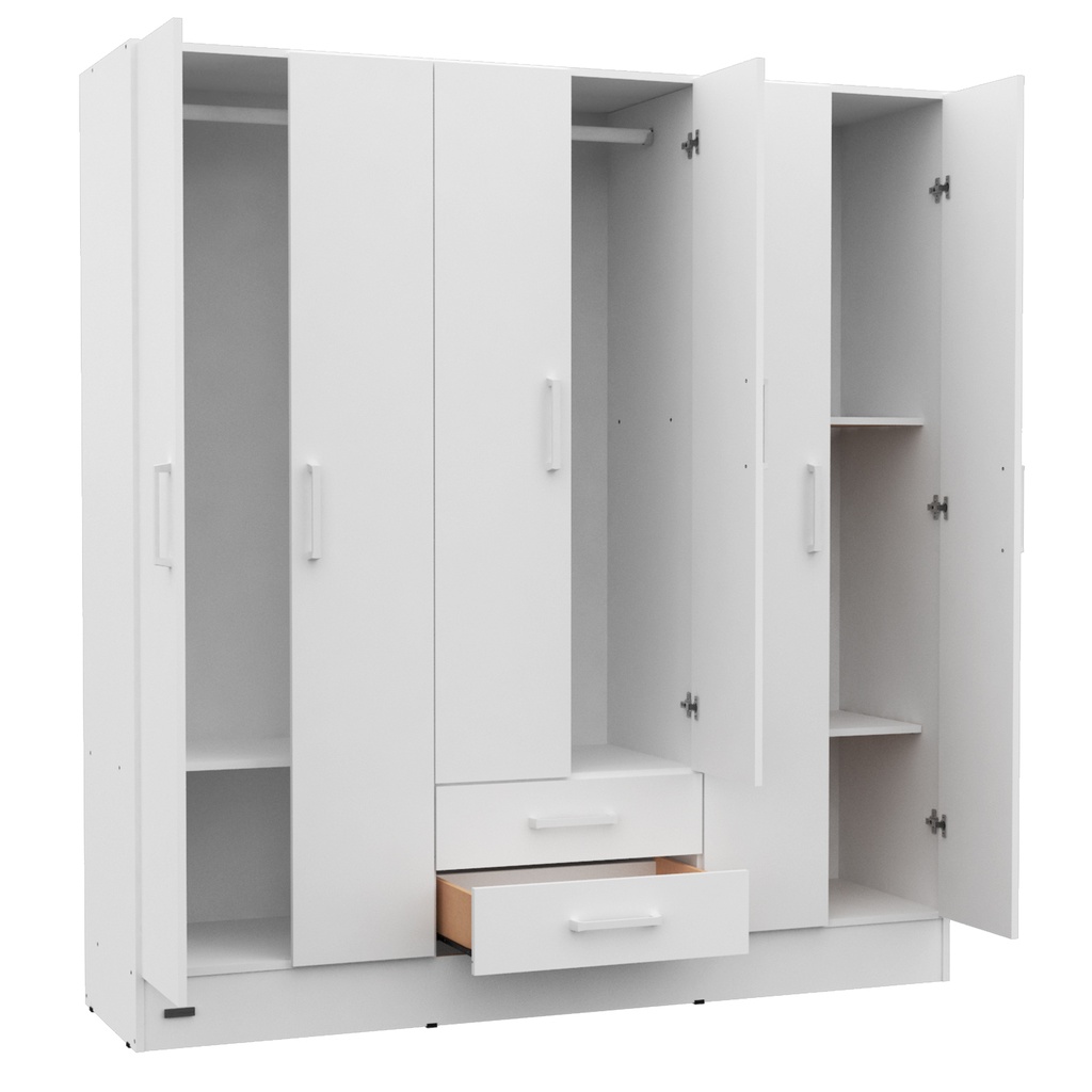 Ropero Placard Mosconi 6 Puertas Blanco Express 2 Cajones