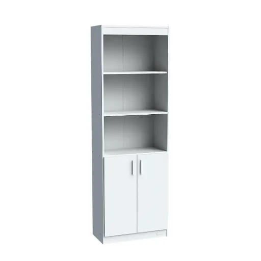 Biblioteca Mosconi Blanca Con Estantes Y Puertas Repisa