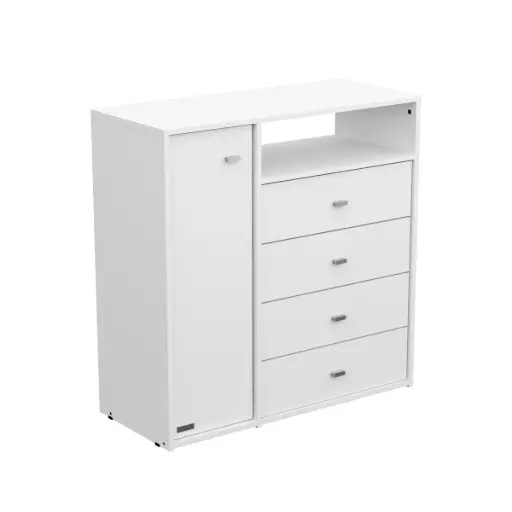 Cómoda Cajonero 4 Cajones 1 Puerta Melamina Milenial