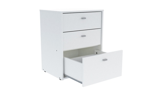 Mesa De Luz Melamina Mosconi Nature 3 Cajones Guía Metálica