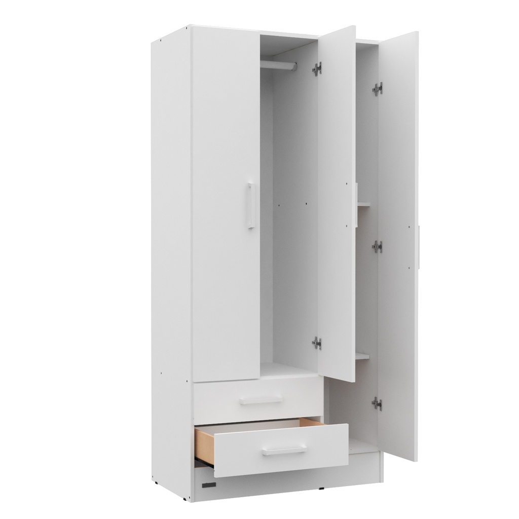 Ropero Placard Mosconi 3 Puertas Blanco Express 2 Cajones