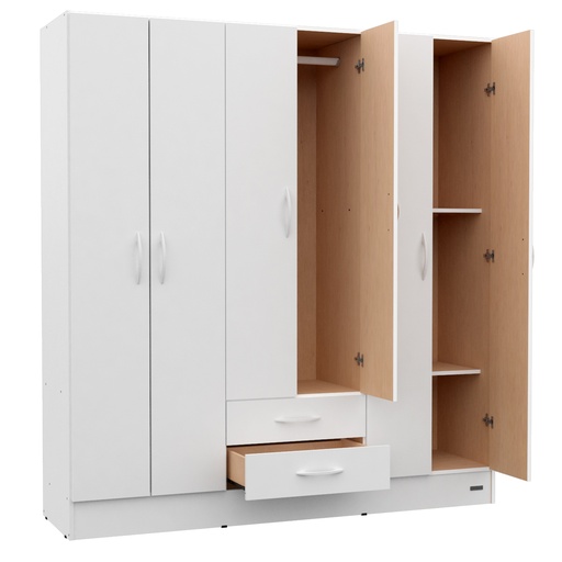 Placard 6 Puertas 2 Cajones Blanco Interior Sin Pintar