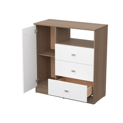 Cómoda 1 Puerta 3 Cajones Estante Dakar Zero Melamina